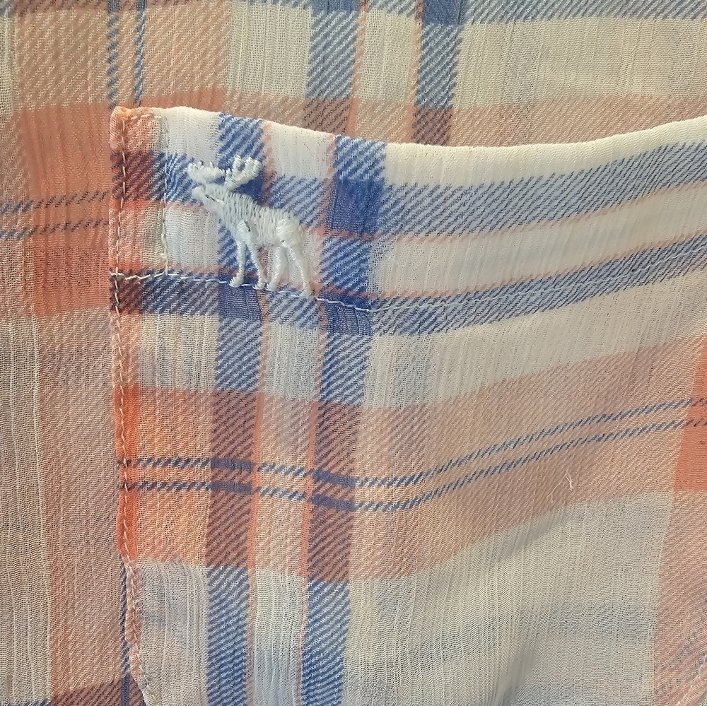 Abercrombie & Fitch Sheer Plaid Button Down Shirt Size Small - Picture 2 of 11